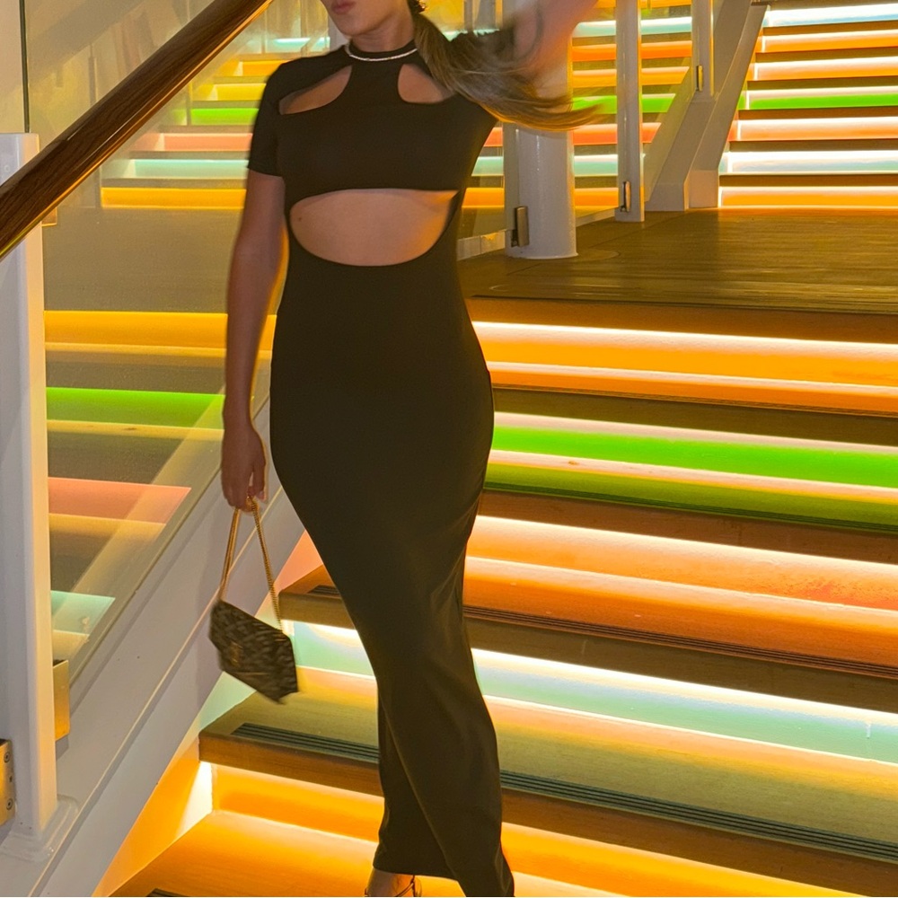 Elegant Black Cut-Out Dress